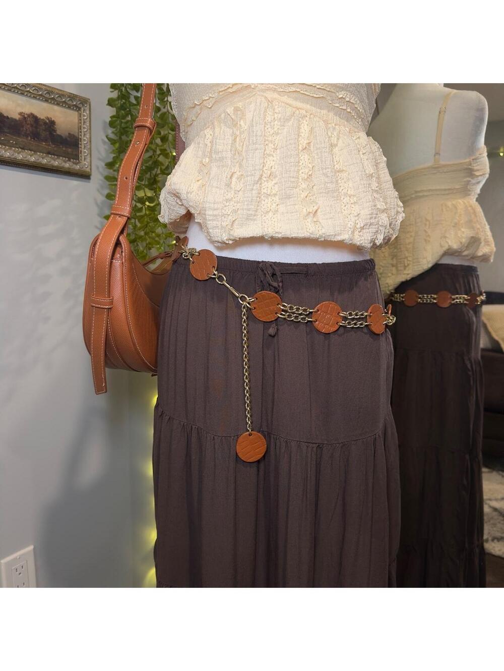 Brown Boho Chain Disc Belt 🤎